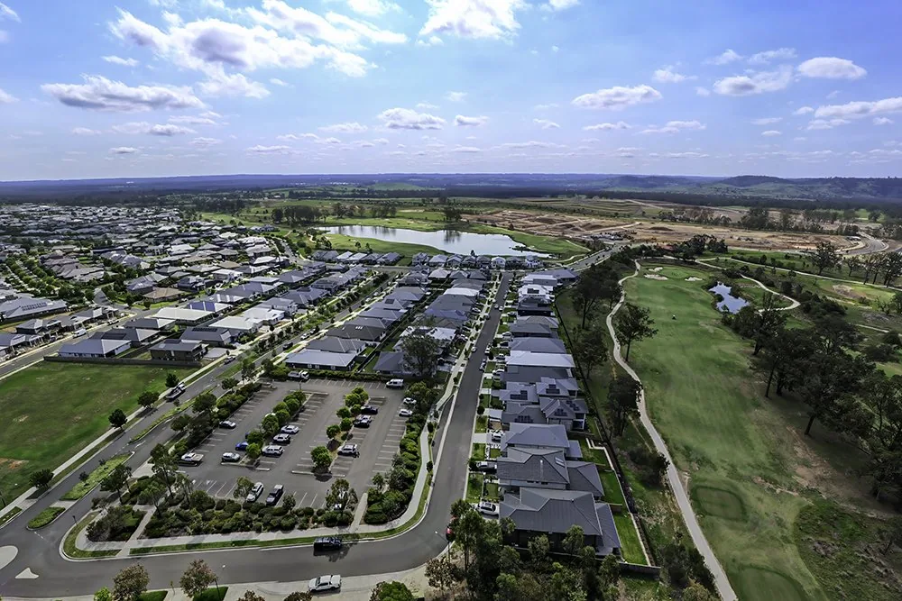 Aerial drone view of Sydney property neighbourhood